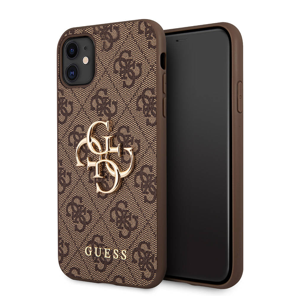 Guess iPhone 11 PU Deri Büyük Metal Logo Dizaynlı Telefon Kılıfı - 1 Guess iPhone 11 PU Deri Büyük Metal Logo Dizaynlı Telefon Kılıfı - 1